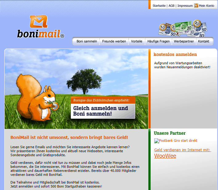 Bonimail am Ende
